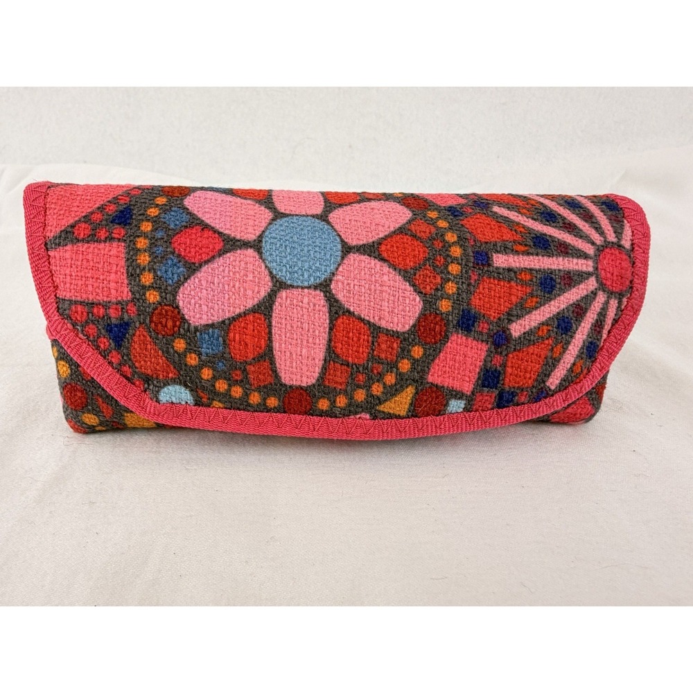 Boho Embroidered Eyeglasses Case Colorful Mosaic Stitch Fabric Glasses Pouch Y2K